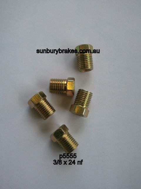 Brake Tube nuts 3/8 x 24NF SHORT SOLID PLUG x5 p5555G