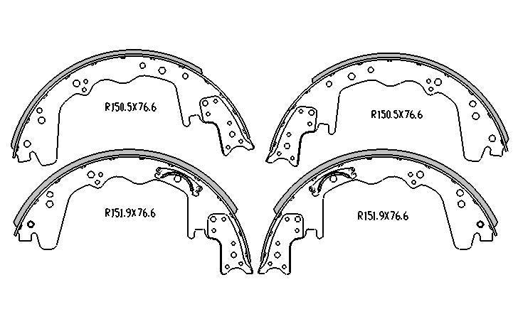 Ford F250  BRAKE SHOES rear 1984 to 1998  305MM DRUM R1018